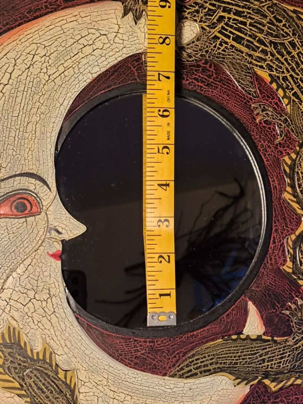 Beyond Midnight Collection 🌙 Vintage Wooden Moon & Dragon Wall Mirror 15.5" - Picture 9 of 10
